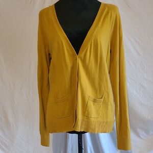 Worthington, L, Mustard Yellow Cardigan